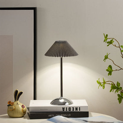Fabric Table Lamp with Brass Cone Shade