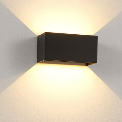 Contemporary Rectangular Waterproof LED Wall Light for Outdoor Use with Dual Light