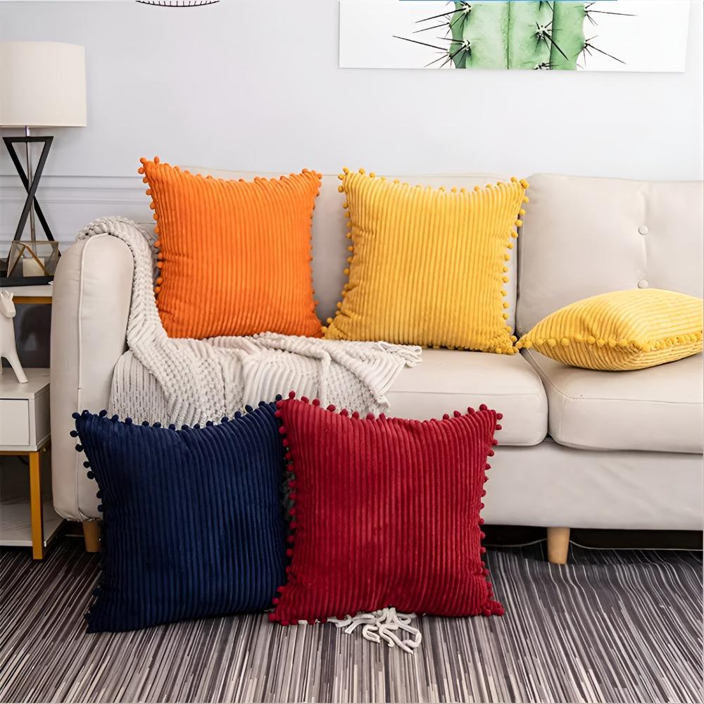 Cozy Textured Throw Pillow Cover with Fun Accents