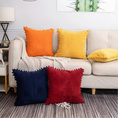 Cozy Textured Throw Pillow Cover with Fun Accents