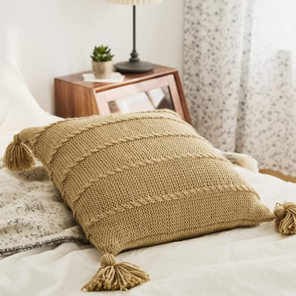 Cozy Nordic Knit Tassel Throw Pillow