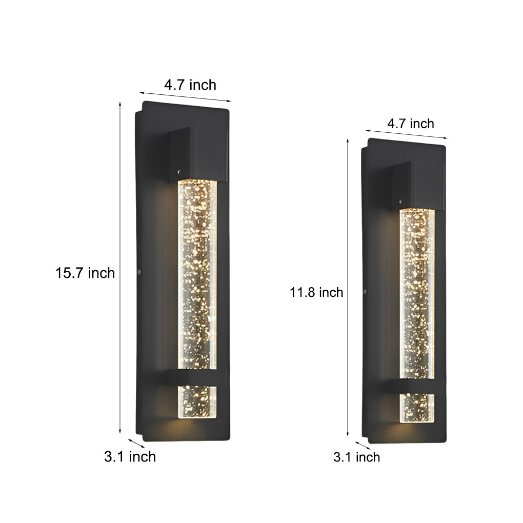 Outdoor Wall Light with Bubbles Glass – 11.8 Inch Waterproof Hardwired