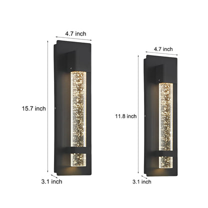 Outdoor Wall Light with Bubbles Glass – 11.8 Inch Waterproof Hardwired