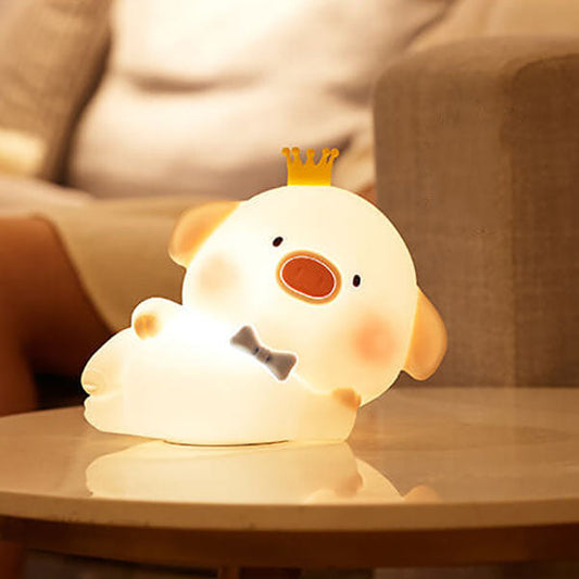 Charming Silicone LED Night Light in Pig Shape - Contemporary Table Lamp