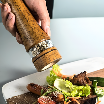 Artisan Oak Spice Mill Set for Exquisite Flavoring