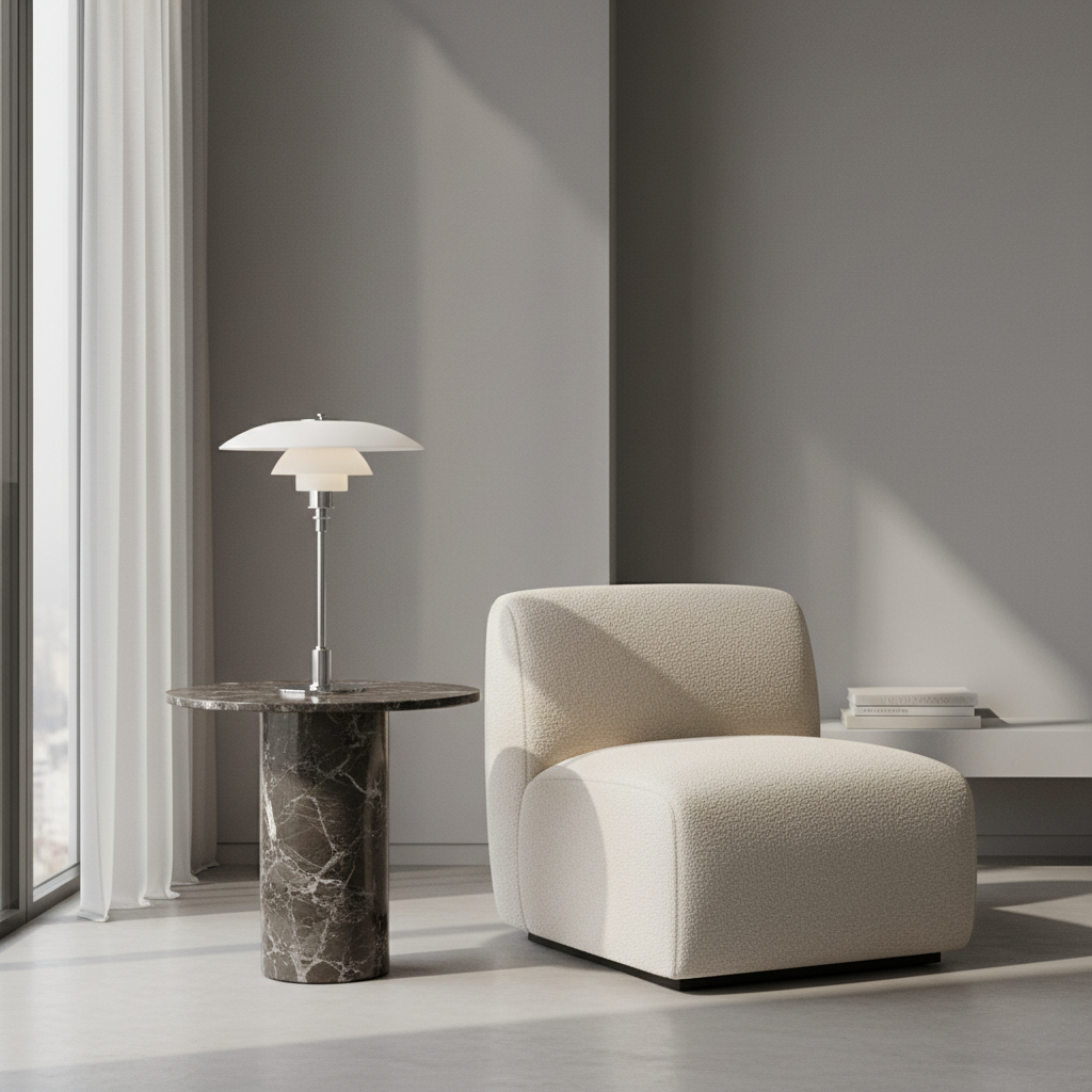 Minimalist Glass Shade Table Lamp for Scandinavian Style Bedroom