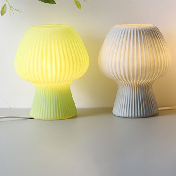 Sturdy Glass Table Lamp with Minimalist Mushroom Design for Bedside