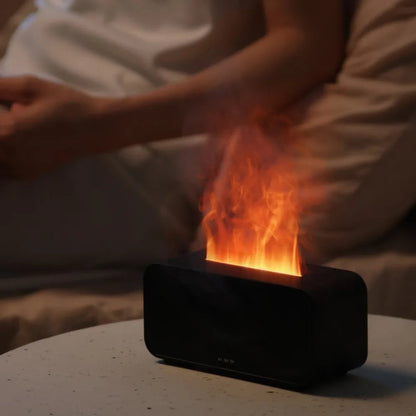 Ultrasonic Humidifier with LED Flame Effect, Timer & Auto Shut-Off - USB 5V Aromatherapy Diffuser