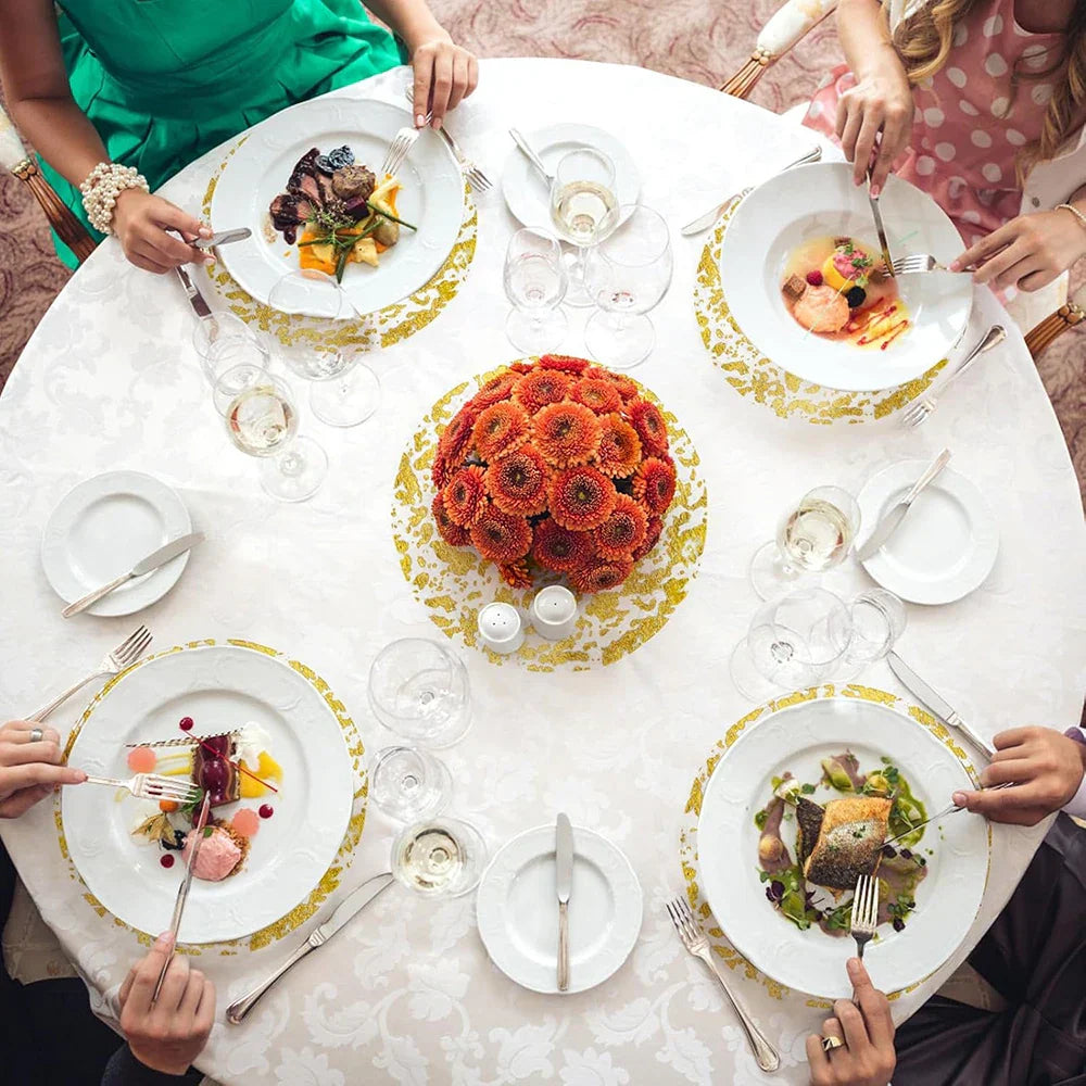 12-Piece Elegant Gold Disposable Placemats Set for Parties