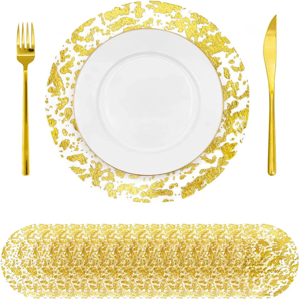 12-Piece Elegant Gold Disposable Placemats Set for Parties
