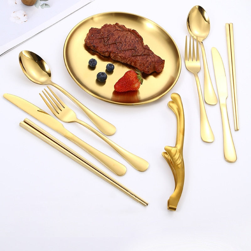 12-Piece Travel-Ready Stainless Steel Dining Set for Outdoors