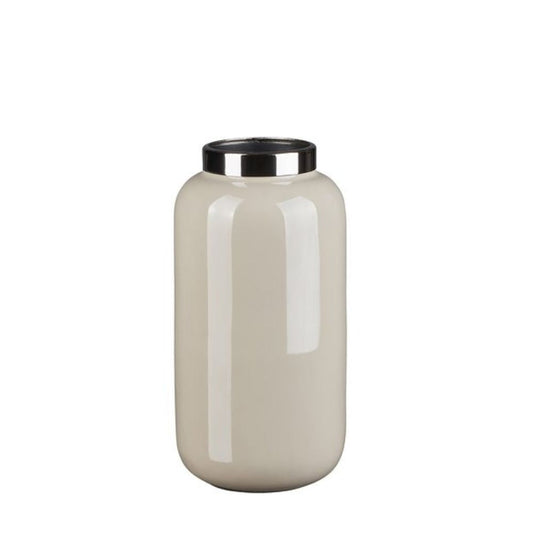 Sandstone Metal Vase – 18 cm Decorative Accent