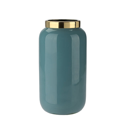 Metal Vase in Smoke Blue - 12 cm