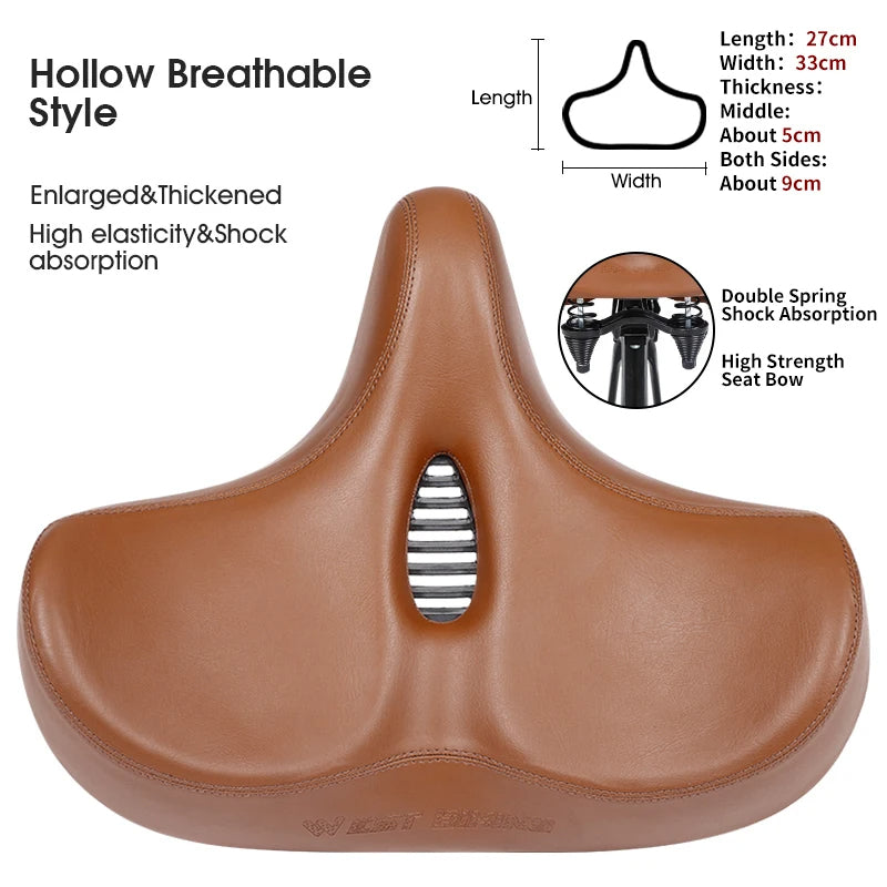Ergonomic Wide Bicycle Seat – Shock-Absorbing Comfort for Urban and Trail Riding