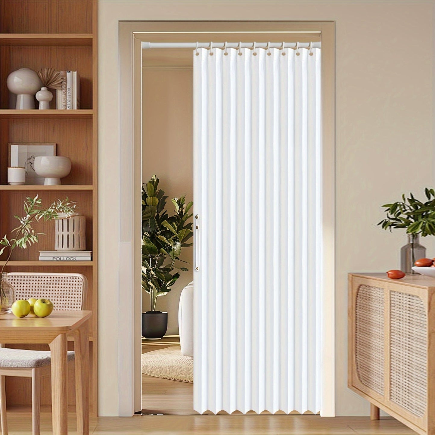 Colorful Magnetic Folding Curtain for Doors – Space-Saving Divider, Washable Polyester