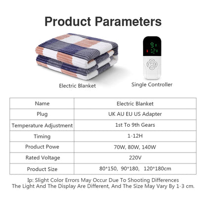 Electric Heated Blanket | 220V with Smart Temperature Control | Soft, Cozy Bedding for Winter and Office Use