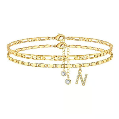 Customizable Layered Anklet | Adjustable & Hypoallergenic | Gold/Silver | 21.5 cm + 5 cm