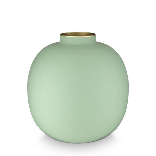 23 cm Matte Bright Green Metal Vase