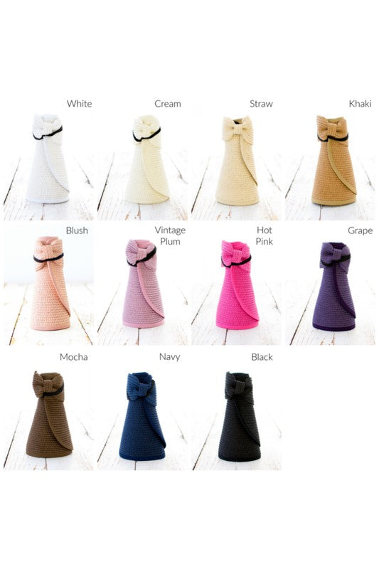 Wide Brim Bow Visor - Foldable Sun Hat