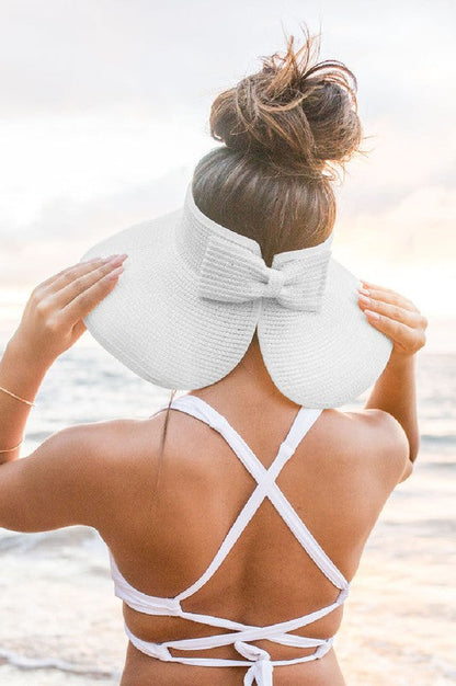 Wide Brim Bow Visor - Foldable Sun Hat