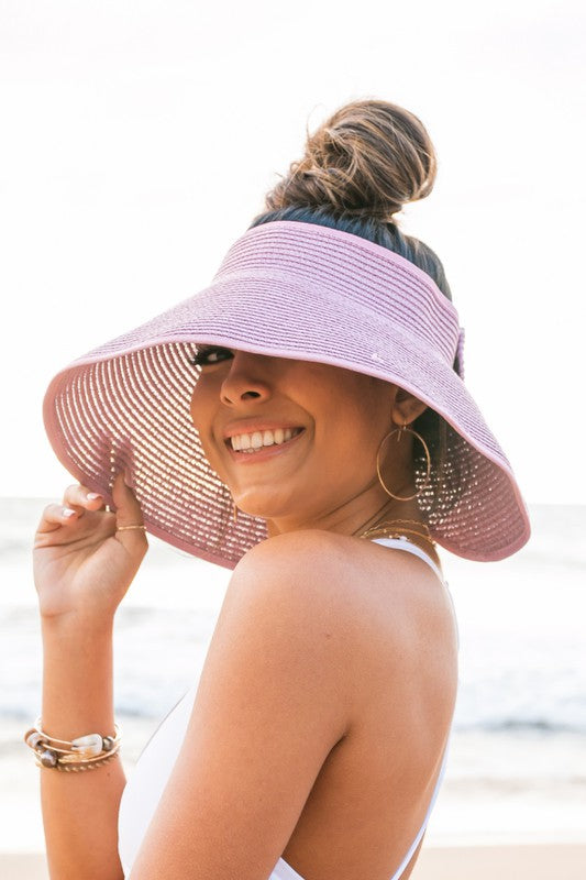 Wide Brim Bow Visor - Foldable Sun Hat