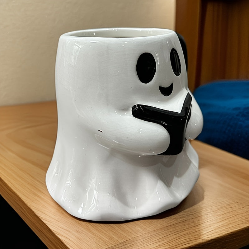 Ceramic Mug featuring Laughing Ghost Design for Halloween