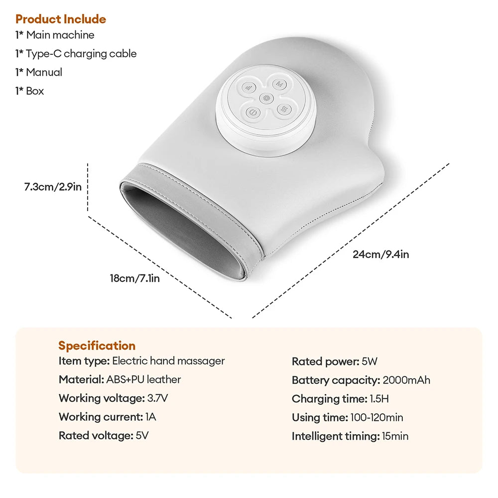 Electric Hand Massager with Heat – Air Compression for Fingers and Wrists