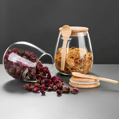 Chic Storage Jar with Wooden Lid and Spoon