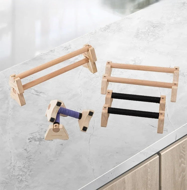 Ergonomic Wooden Push-Up Bars for Enhanced Stability