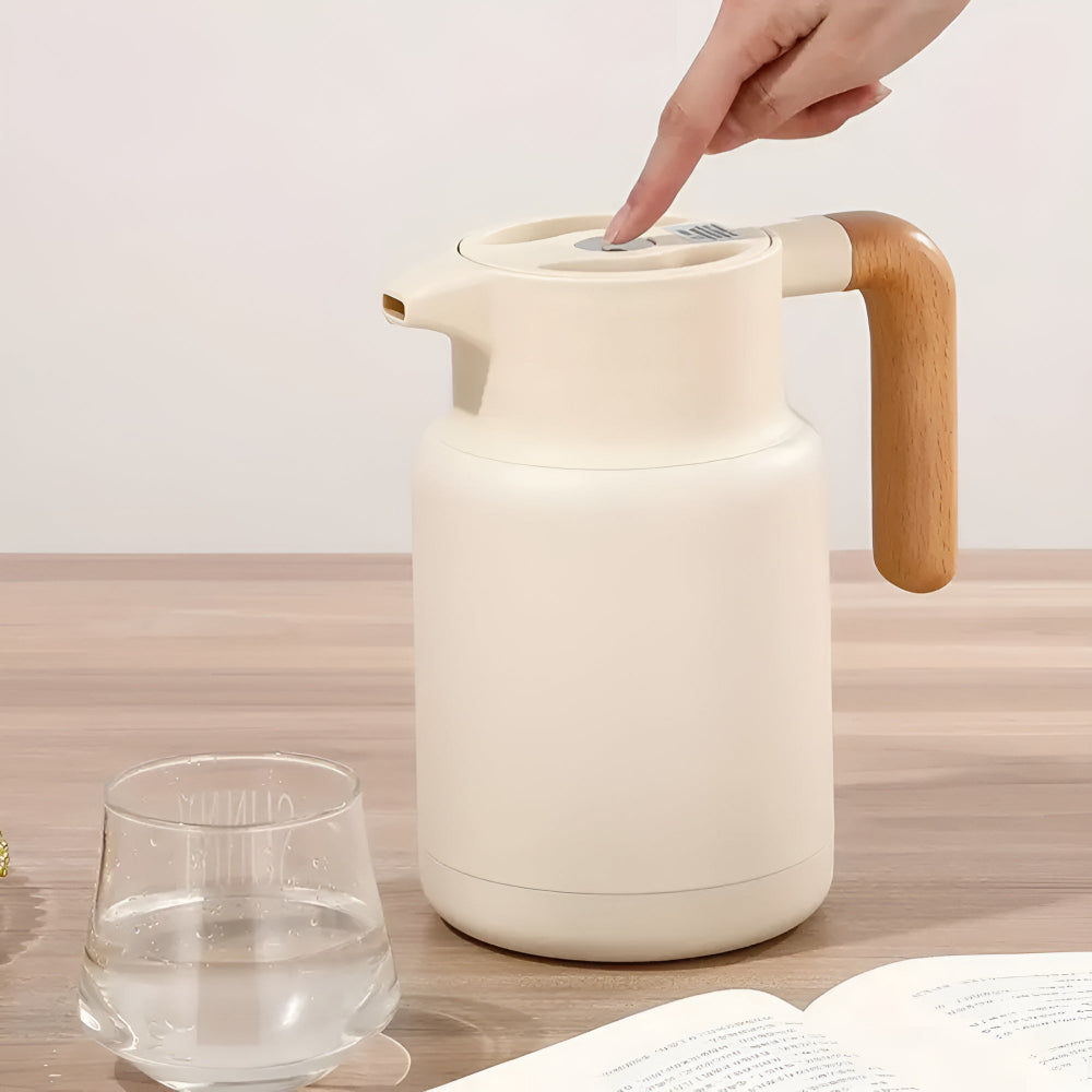 Sleek Insulated Carafe with Wood Grip for Effortless Serving