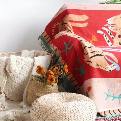 Chic Animal Print Throw Blanket with Stylish Fringe