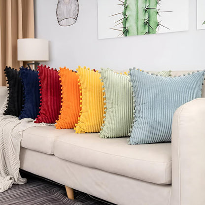 Cozy Textured Throw Pillow Cover with Fun Accents