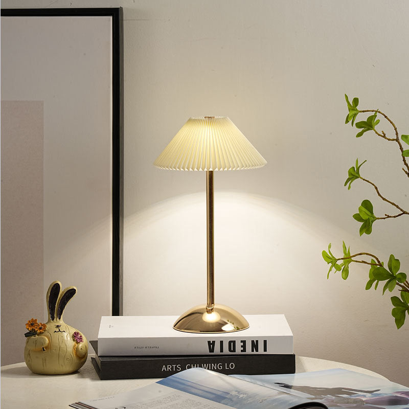 Fabric Table Lamp with Brass Cone Shade