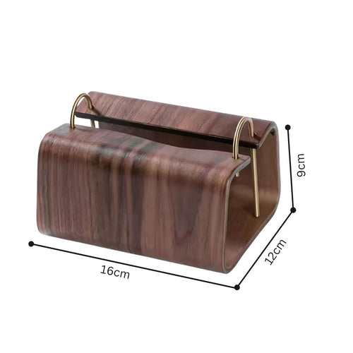 Elegant Walnut Tissue Dispenser with Brass Detailing