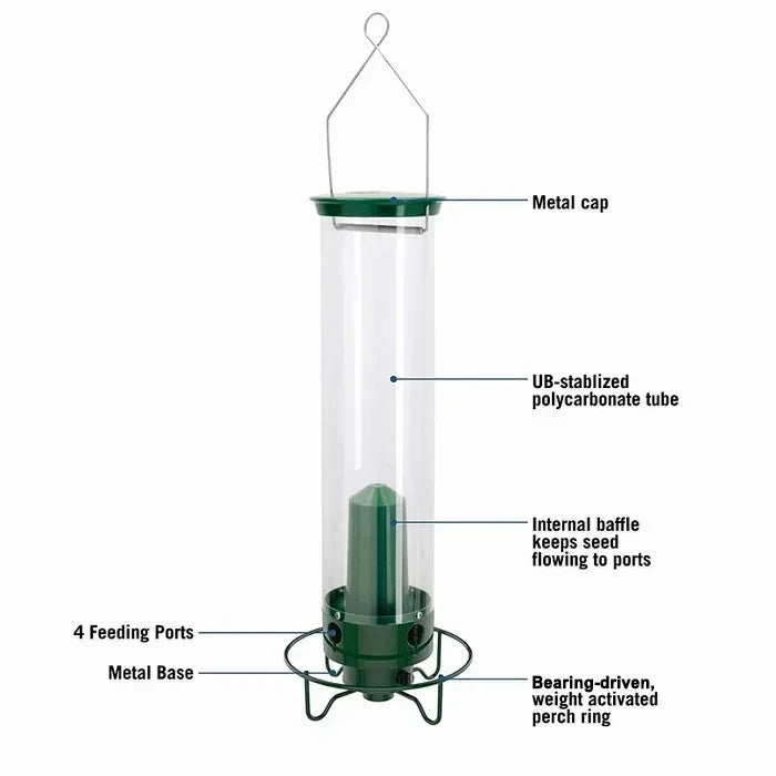 Squirrel-Proof Hanging Bird Feeder for Garden with Rotating Perch