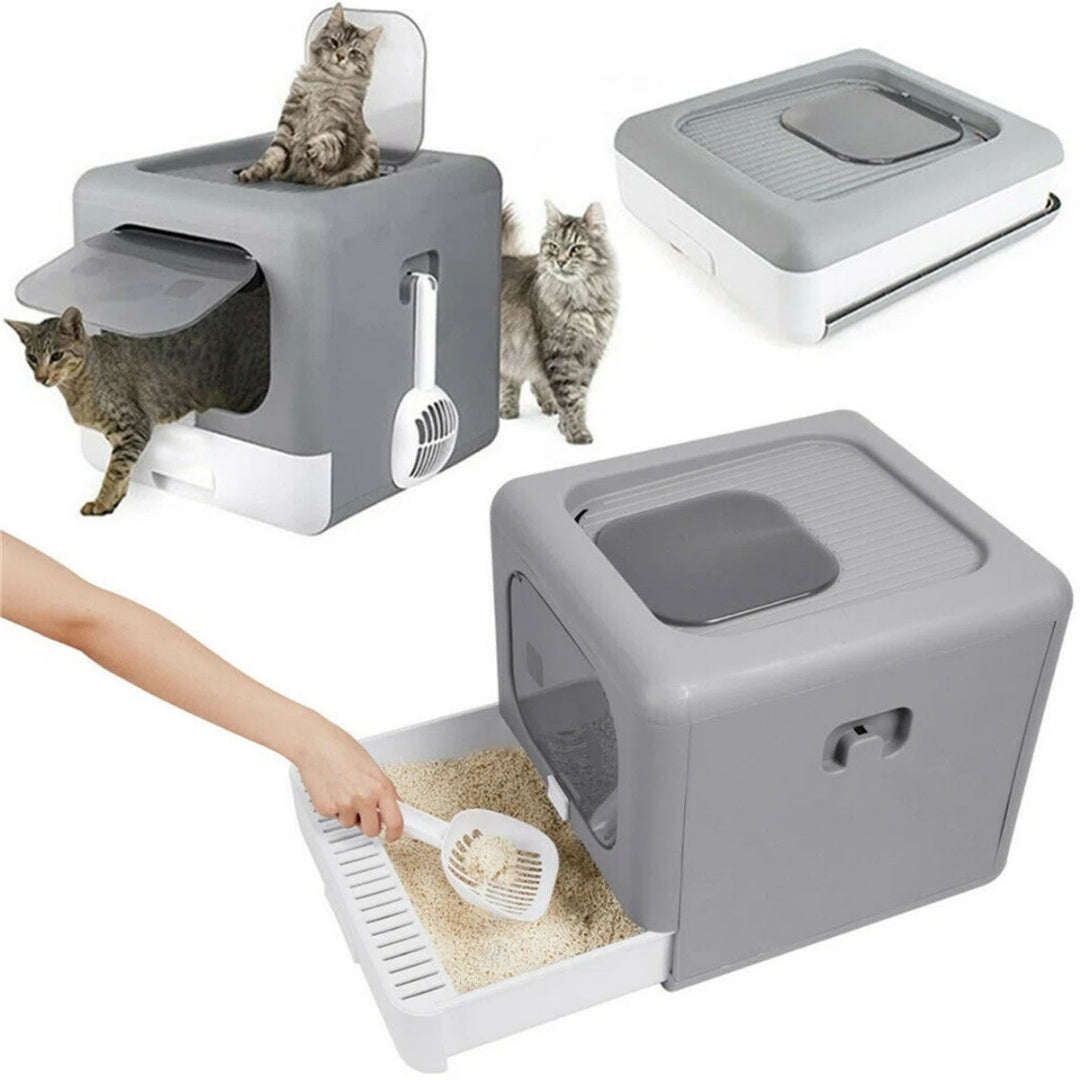 Portable Cat Litter Box - Space-Saving and Collapsible Design