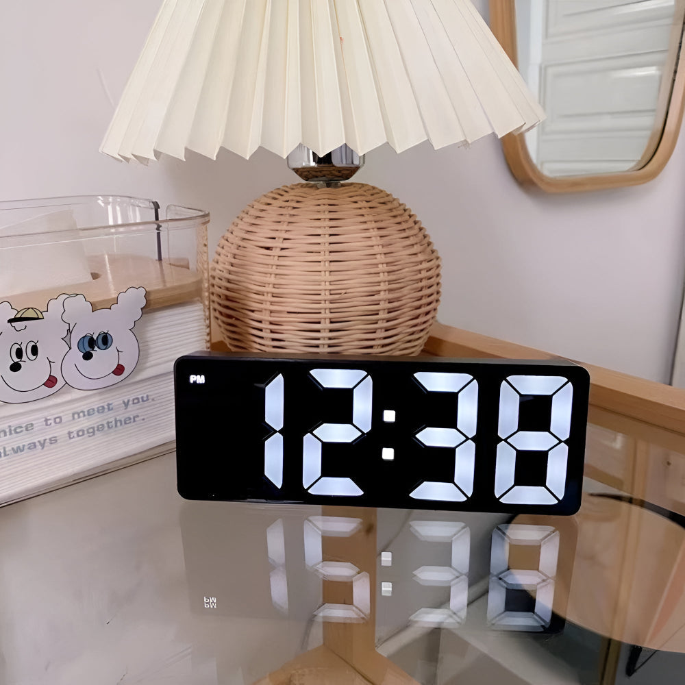 Sleek LED Mirror Clock with Dual Power Options