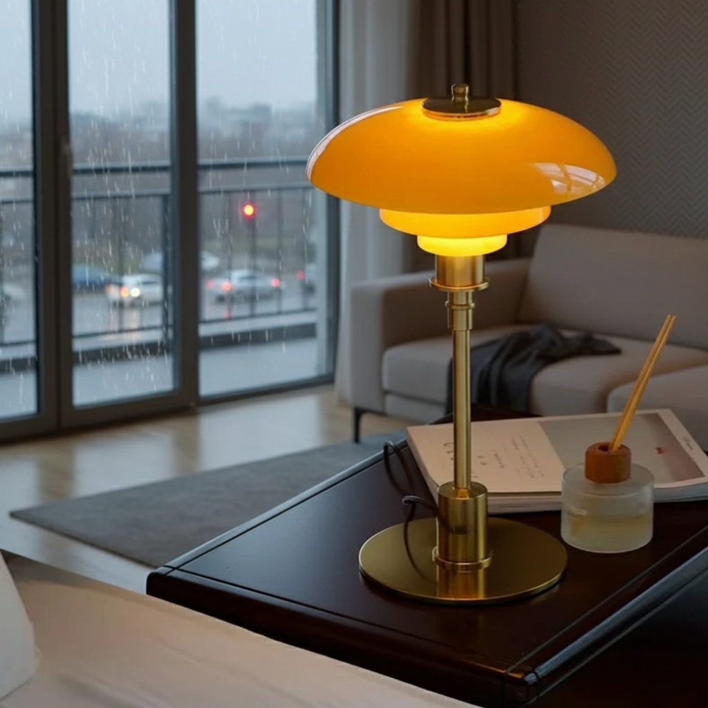 Minimalist Glass Shade Table Lamp for Scandinavian Style Bedroom
