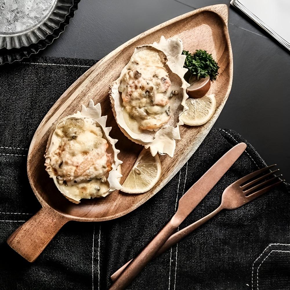 Nature-Inspired Wooden Leaf Serving Tray