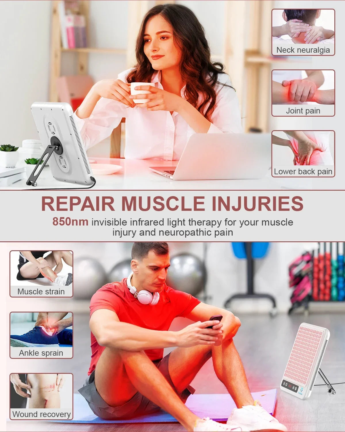 Near Infrared Light Therapy Lamp – 660nm & 850nm for Skin and Wellness