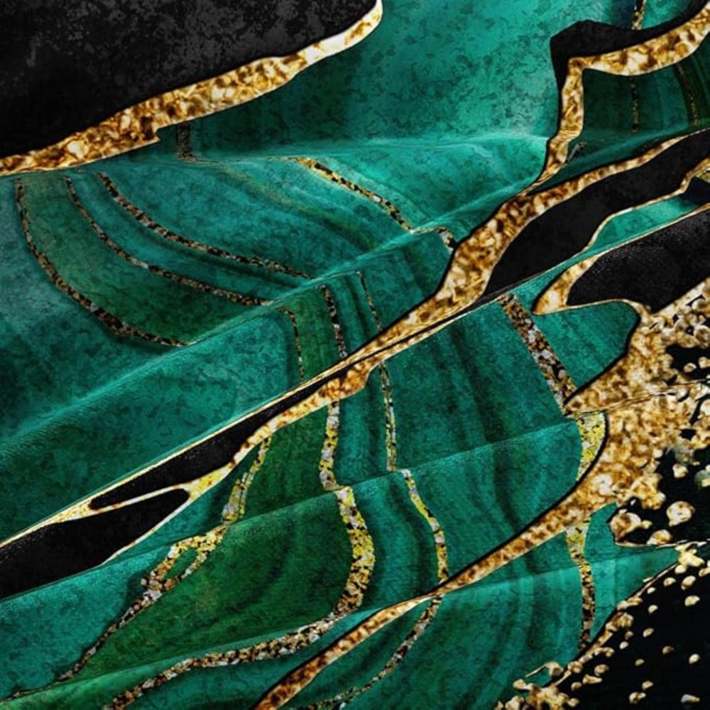 Luxurious Marble-Inspired Quilt Cover Set with Gold Accents