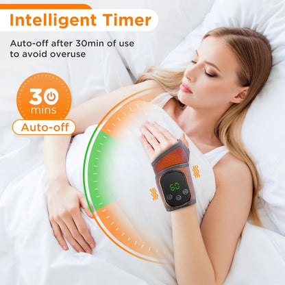 Heated Electric Wrist Brace with Vibration, Adjustable Strap & Timer
