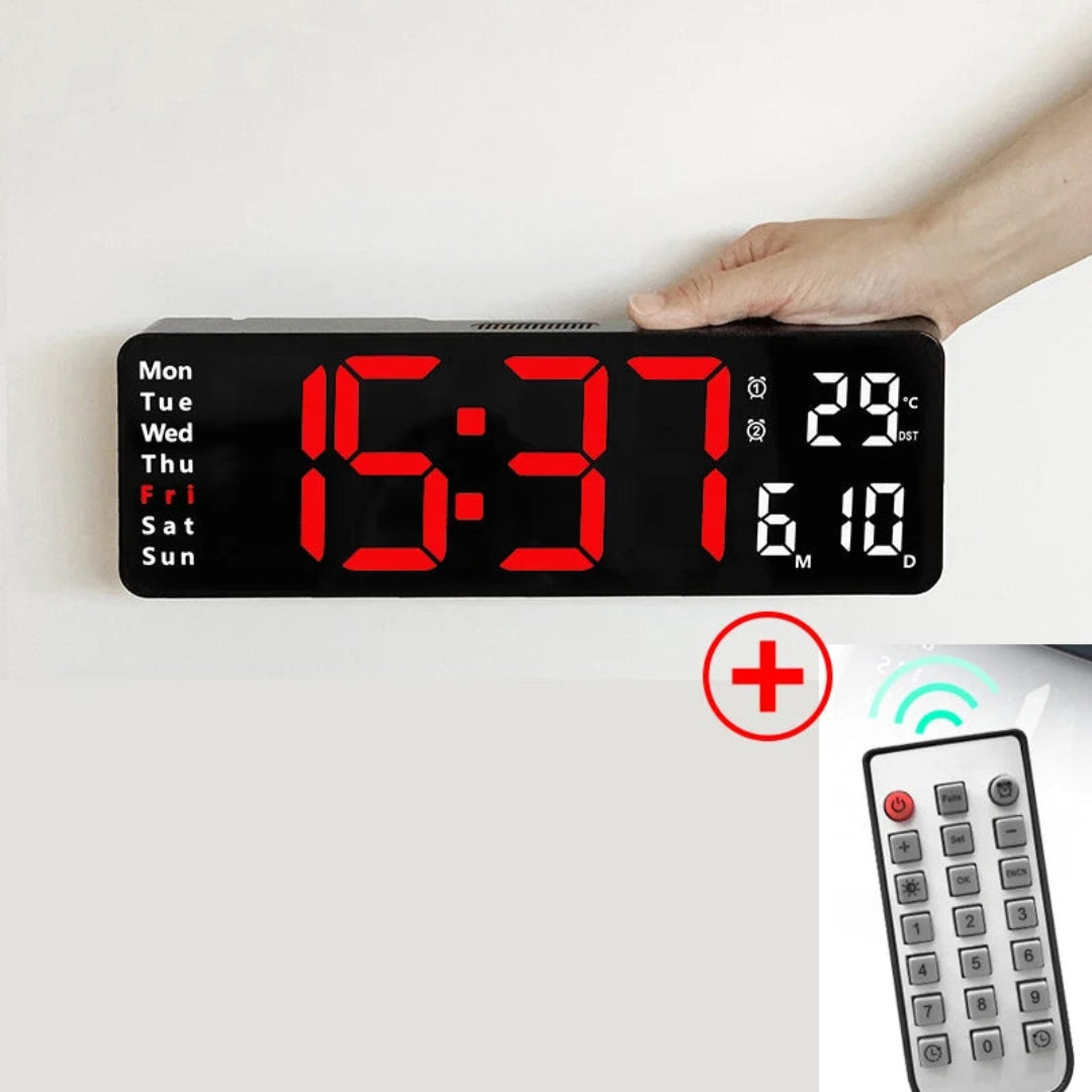 Contemporary LED Wall Clock with Digital Display