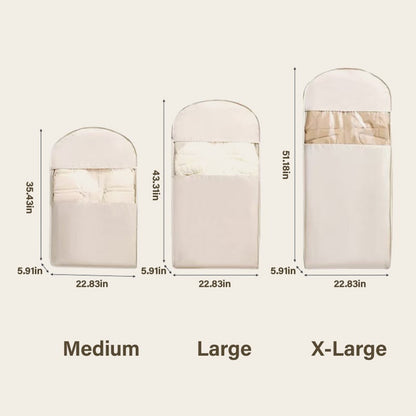 Space-Saving Hanging Storage Bag for Clothes | Compression Zip Design | Dust Protection, Clear | Sizes M–XL