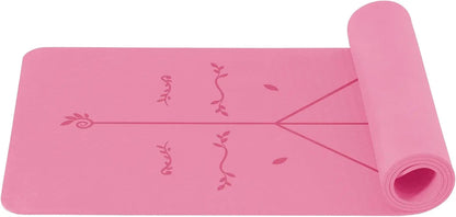 Non-Slip Pilates and Fitness Mat | Skin-Friendly TPE | 183 × 61 × 0.6 cm | With Alignment Lines