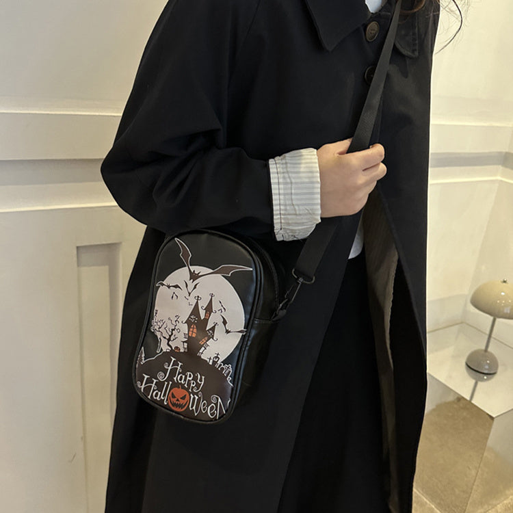 Halloween-Themed Shoulder Handbag – Spooky Design