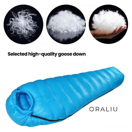 Winter Sleeping Bag - Down Insulation, 400T Ripstop Nylon, -20°C Rated