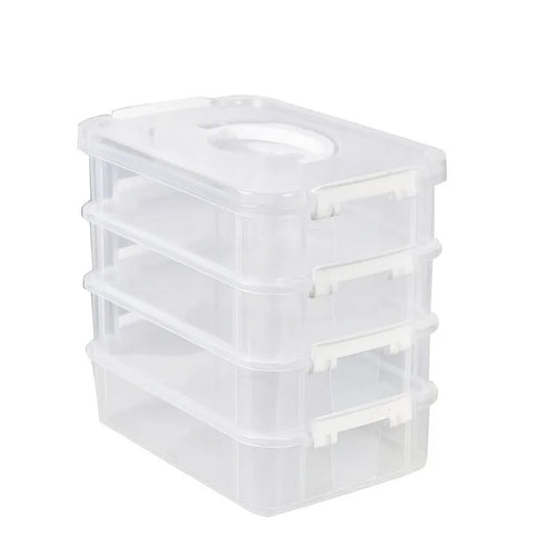 Extra Large Storage Container with Lid | Clear Plastic | 4-Tier Stackable Toy Organizer