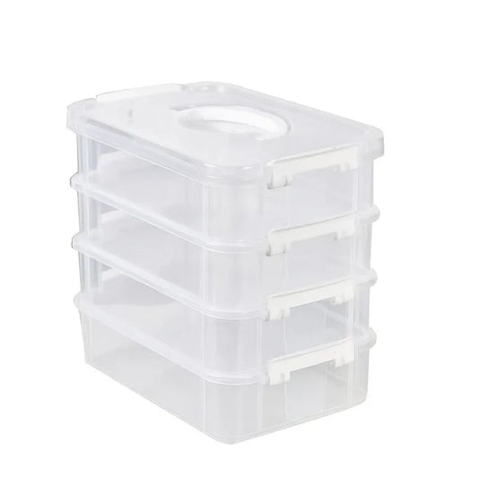 Extra Large Storage Container with Lid | Clear Plastic | 4-Tier Stackable Toy Organizer