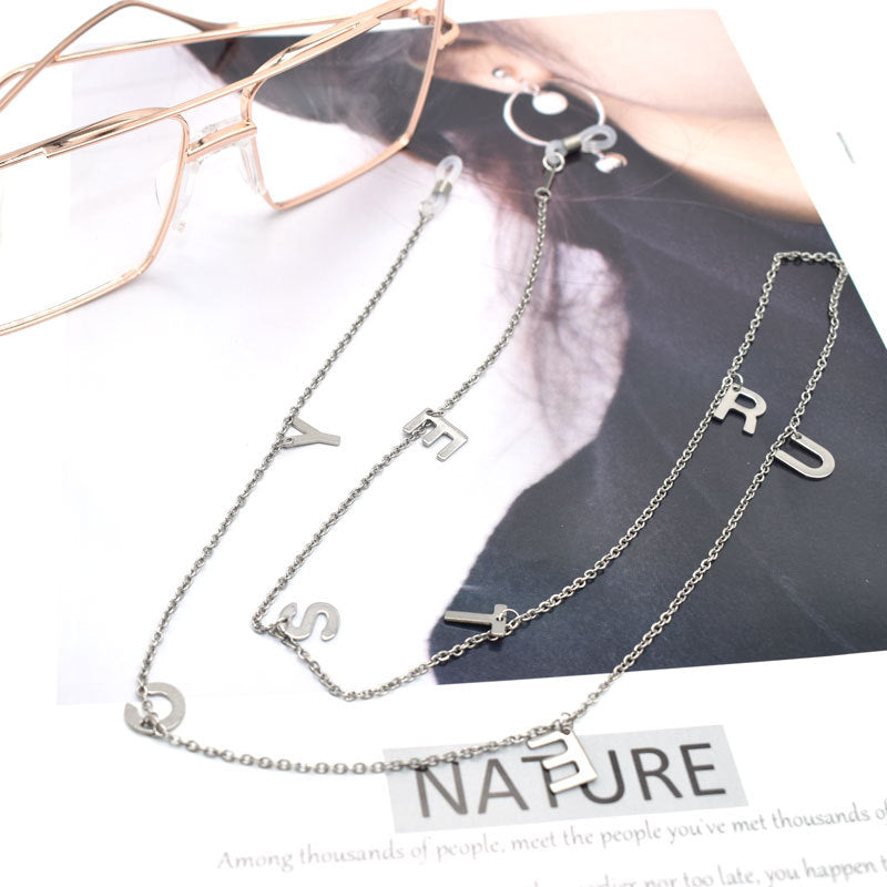 Eyewear Necklace with Alphabet Pendant